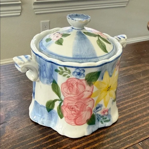 Andrea By Sadek Pink, Yellow & Blue Floral Sugar and Creamer Set - Picture 12 of 13